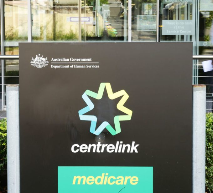 A Medicare and Centrelink office sign is seen at Bondi Junction on March 21, 2016 in Sydney, Australia. Federal public sector workers are expected to strike around Australia over a long-running pay dispute.