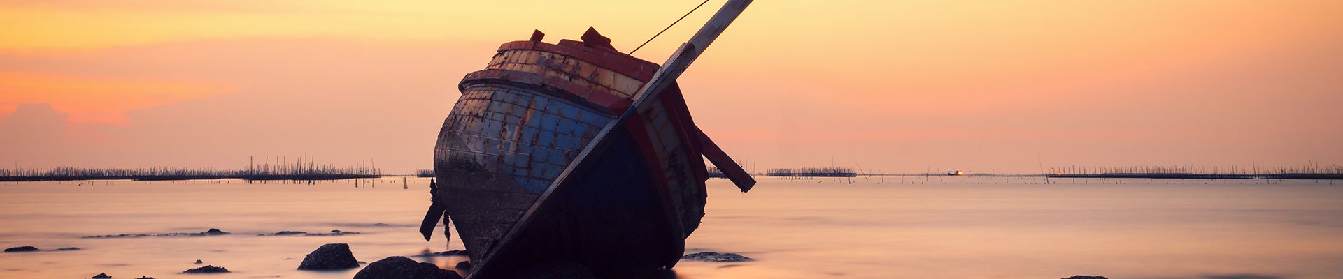 Shipwreck in Angsila Chonburi with sunset